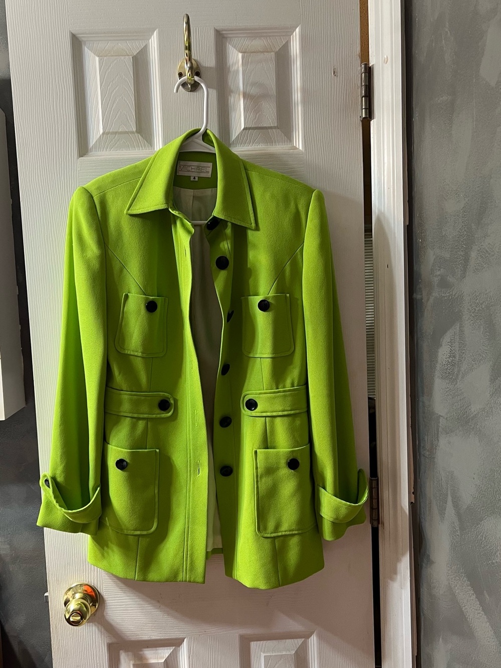 Michael Kors Lime Utility-Style Jacket Shoulder Pads Women’s Size 4